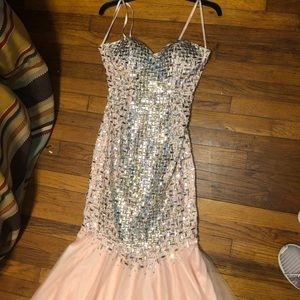 Light pink rhinestone Formal dress - Prom dress -
